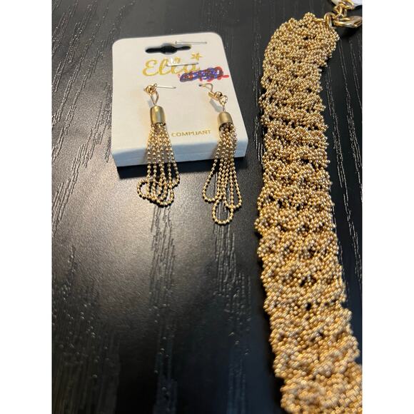 Gorgeous High Quality Braided Gold Tone Neckace with Earring Set NWT - Picture 4 of 4